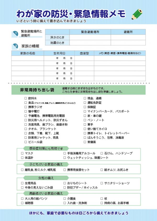 防災・緊急情報メモ